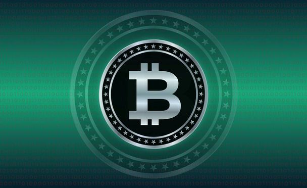 immagini del logo bitcoin su uno sfondo digitale. Illustrazioni 3d. - Foto, immagini