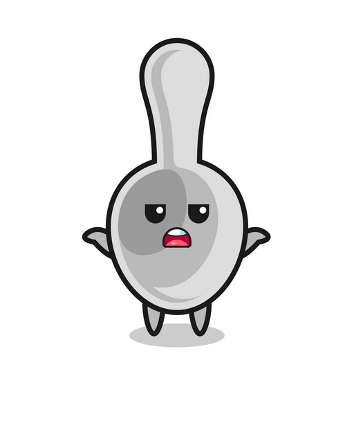 spoon mascot character saying I do not know , cute design - Vector, Image