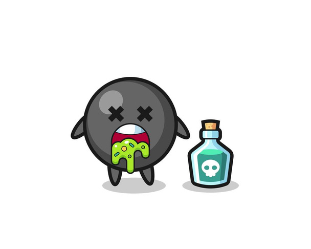 illustration of an dot symbol character vomiting due to poisoning , cute design - ベクター画像