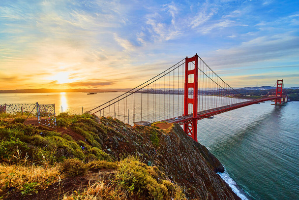 Image of Sunrise at the Golden Gate Bridge in California - Photo, Image