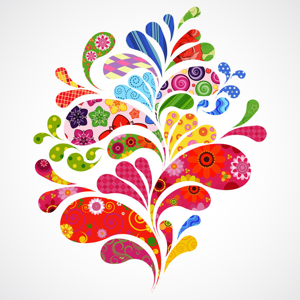 Splash of floral and ornamental drops background. - Vector, Image