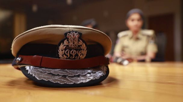 Indian Police Hat on the Table - Photo, Image