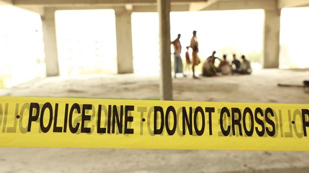 Indická policie linka žlutá páska bariéra - Fotografie, Obrázek