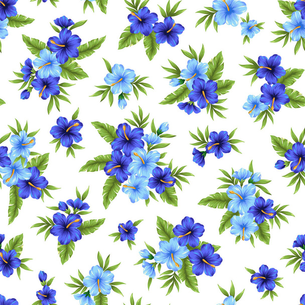 Beautiful tropical flower and plant seamless pattern, - Διάνυσμα, εικόνα