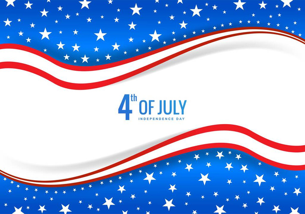 Mutlu 4 Temmuz Amerikan bayrağı dalgalı arka planda - Vektör, Görsel