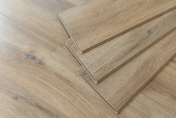 Wooden floor samples of laminate. Timber, laminate flooring. - Фото, изображение