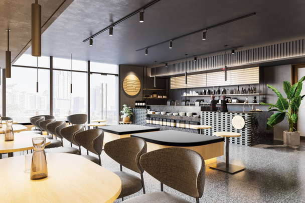 3D vykreslování kavárna a kavárna Lounge Restaurace - Fotografie, Obrázek