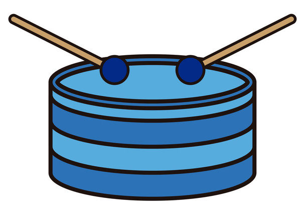 Drum blue icon on white background. - Vector, Imagen