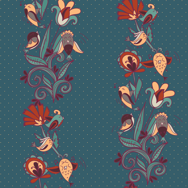 flowers and birds seamless texture pattern - Vektor, kép