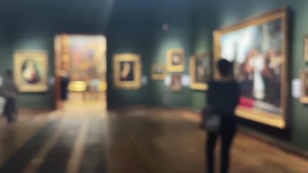 Museo borroso galería interior, historia del arte y cultura concepto - Imágenes, Vídeo