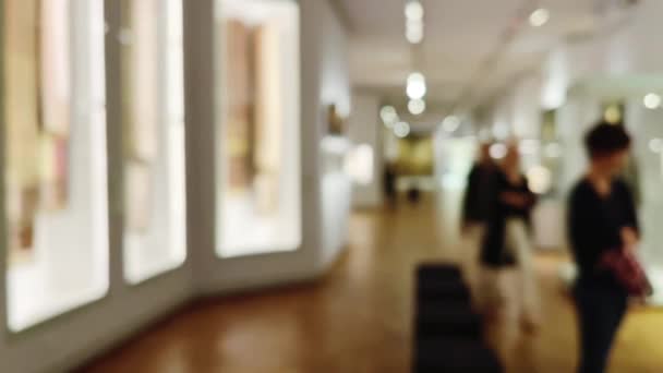 Blurred museum gallery interior, art history and culture concept - Footage, Video