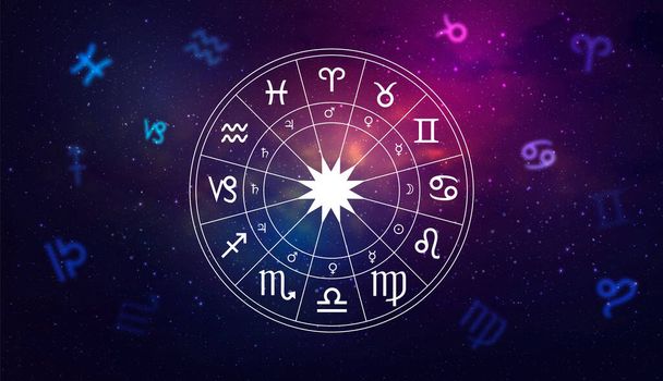 Astrologie dierenriem sterrenbeeld cirkel. Vectorillustratie - Vector, afbeelding