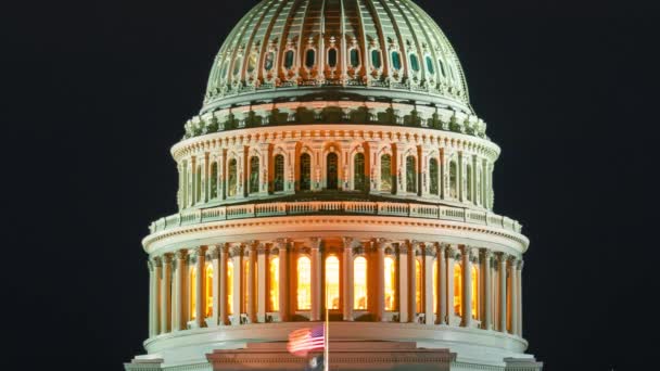 Primer plano de US Capitol Hill ver timelapse en la madrugada en Washington DC - Metraje, vídeo