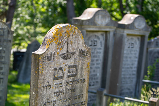 Den Helder, Netherlands, June 2022. Old dilapidated Jewish graves at the cemetery of Den Helder. High quality photo. Selective focus. - Photo, Image