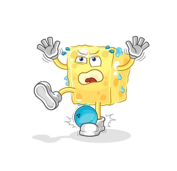 the sponge hiten by bowling cartoon. cartoon mascot vecto - Vector, afbeelding
