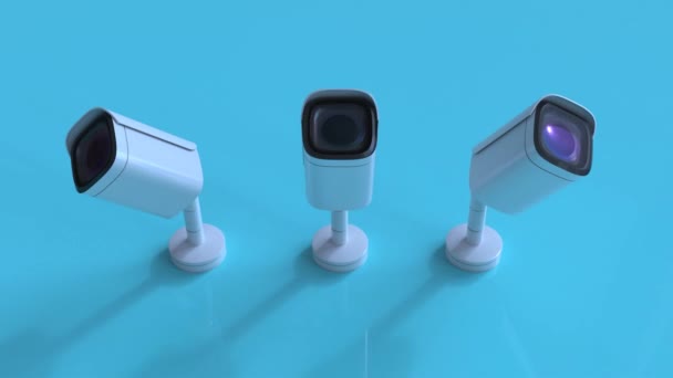 Telecamera di sicurezza di rendering 3d o telecamera cctv a parete 4k - Filmati, video