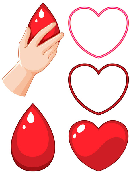 Blood donation symbol with hearts illustration - Vektör, Görsel