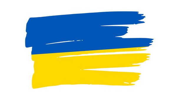Bandera nacional ucraniana en estilo grunge. Pintado con una pincelada bandera de Ucrania. Ilustración vectorial - Vector, Imagen