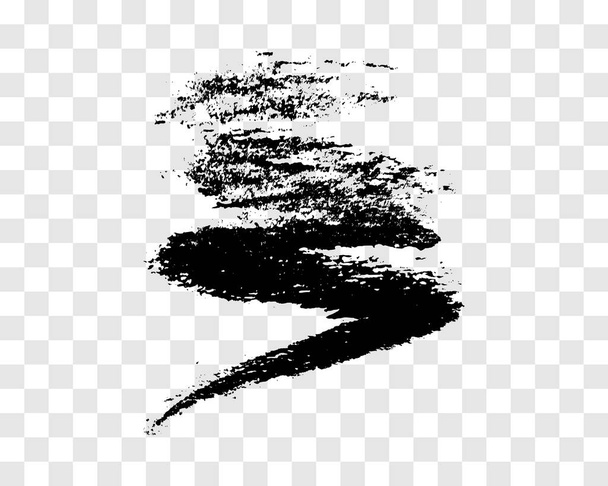 Μαύρη πινελιά. Χειρόγραφη κηλίδα μελάνης απομονωμένη σε διαφανές φόντο. Εικονογράφηση διανύσματος - Διάνυσμα, εικόνα