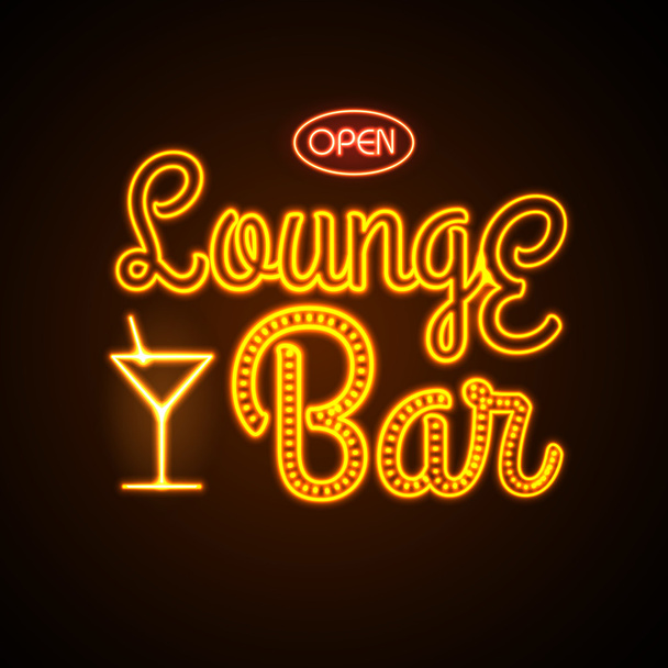 Neon sign. Lounge bar - Vector, afbeelding