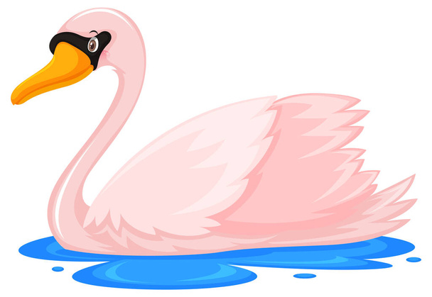 Pink swan in cartoon style illustration - Vettoriali, immagini