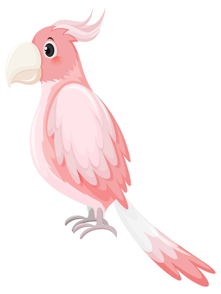 Pink cockatoo bird in cartoon style illustration - Vector, Image