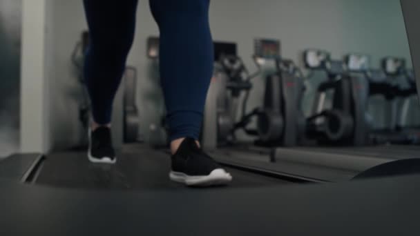 Niedrige Sektion von unkenntlich gemachten Frauen mit Übergewicht beim Training im Fitnessstudio. Aufnahme mit roter Heliumkamera in 4K.   - Filmmaterial, Video