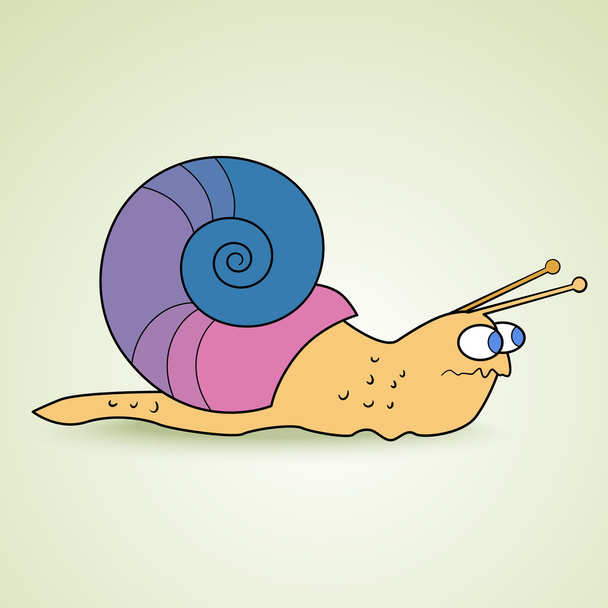 Cartoon of colorful tense snail - Vector, Image