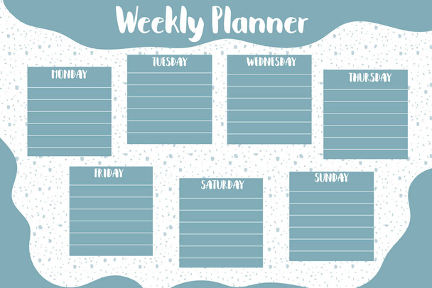 Pianificatore settimanale pianificazione modello foglio di design stampabile. Per fare la lista per ogni giorno di settimana, ricordi note. . Illustrazione vettoriale - Vettoriali, immagini