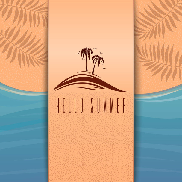 Beautiful beach background paper art. Hello summer. Summer design. Vector illustration - Vector, Image