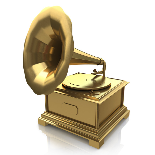 ヴィンテージ ゴールド蓄音機  - 写真・画像