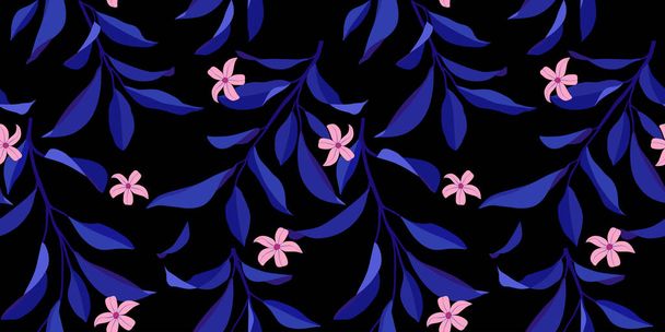 Seamless summer pattern with leaves and flowers. Vector elegant floral background for fabric , wallpaper, print, cover, banner and invitation. - ベクター画像