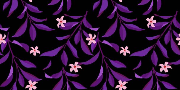 Seamless summer pattern with leaves and flowers. Vector elegant floral background for fabric , wallpaper, print, cover, banner and invitation. - Wektor, obraz
