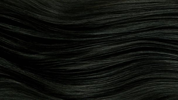 Closeup on luxurious straight and glossy black hair, abstract background. - Φωτογραφία, εικόνα