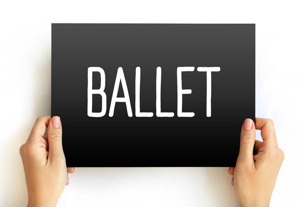 Texto de ballet en tarjeta, fondo conceptual - Foto, imagen