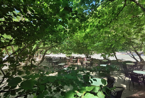 acheron restaurante griego río y café al lado del río en la temporada de verano de alimentos y bebidas - Foto, imagen