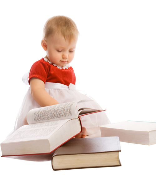 Baby and books - Foto, Bild