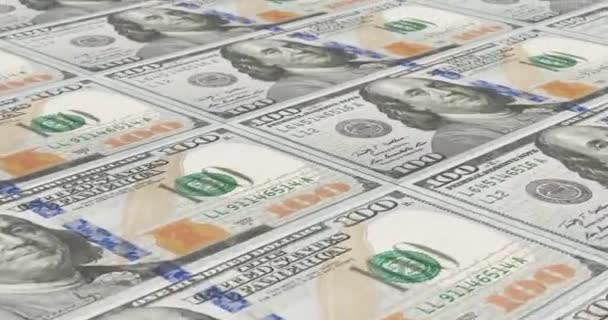 4k Döngü Pan Birleşik Devletler Yüz Dolarlık Kağıt Sayfası Üzerinde - Video, Çekim
