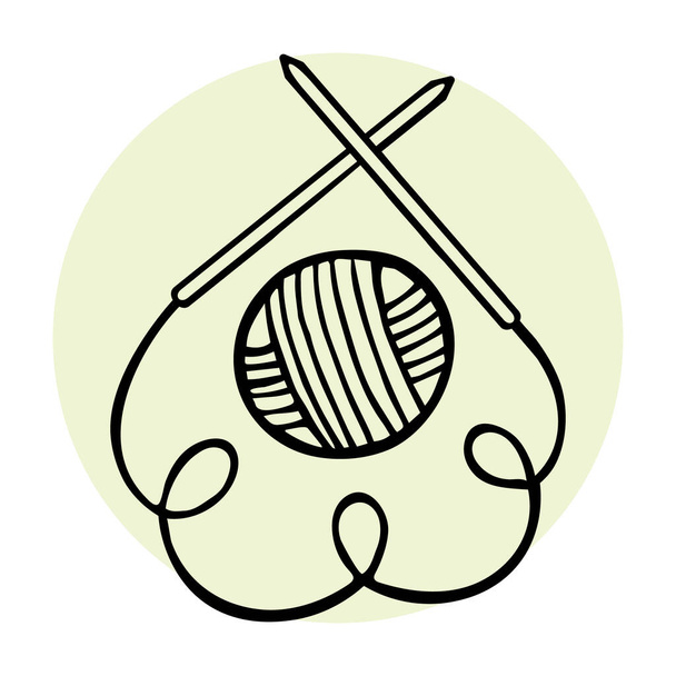 Ikona robótki, ręcznie narysowany motek nitki i drut. Idea Hobby 'ego. Ilustracja, logo, wektor - Wektor, obraz