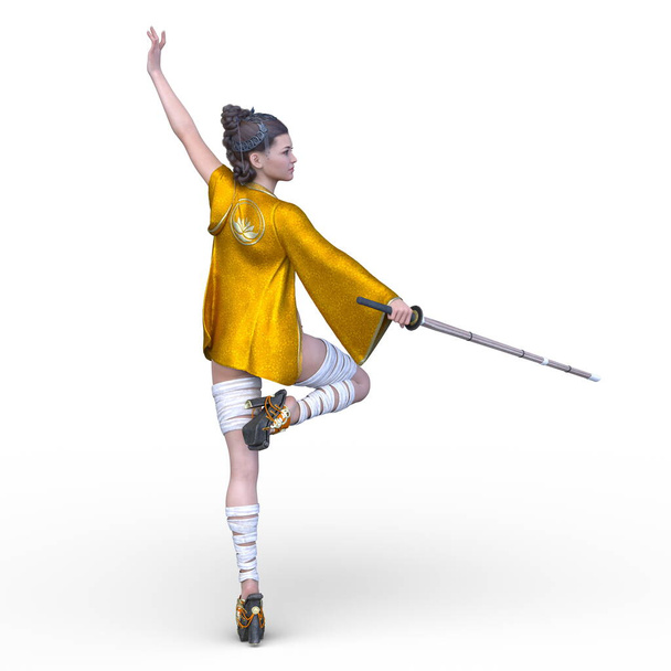 3D rendering of a female fencer - Φωτογραφία, εικόνα