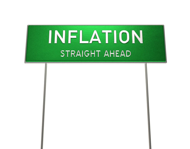 INFLATION exit sign rendered 3D Illustration over white background with clipping path embedded. - Fotografie, Obrázek