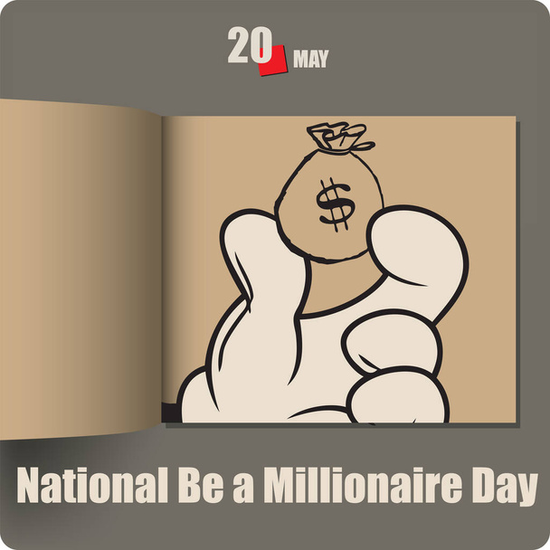 Album spread with a date in may - National Be a Millionaire Day - Вектор,изображение