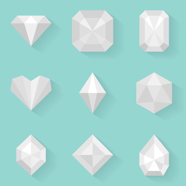 Set di icone piatte. Diamante. Stile bianco
 - Vettoriali, immagini