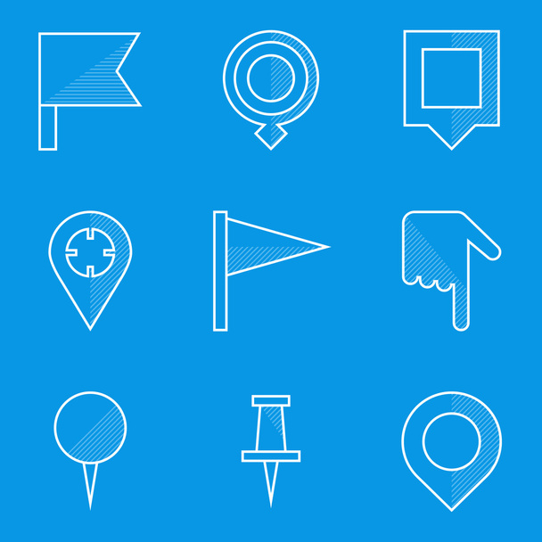 Conjunto de iconos de plano. Push pin mapa
 - Vector, Imagen