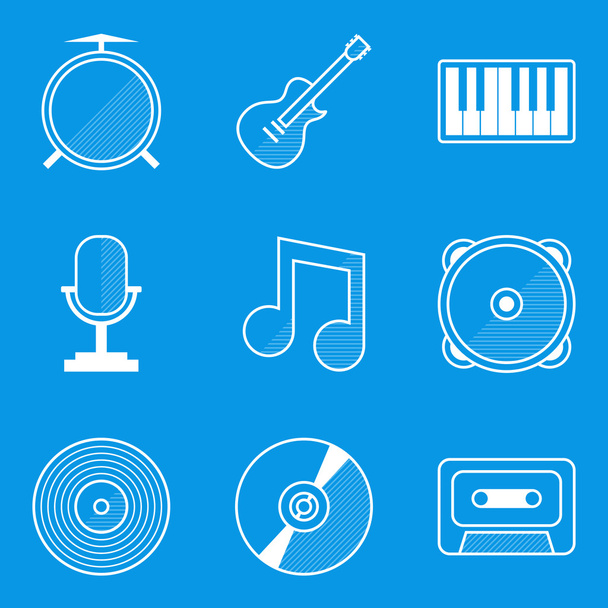Blueprint icon set. Music - Vector, Image