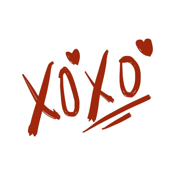 Xoxo phrase. Ink lettering design. Modern brush calligraphy. Typography poster. Isolated on white background. vector illustration - Vetor, Imagem