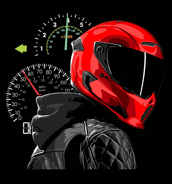 Motorradfahrer mit Tacho-Hintergrund - Vektor, Bild