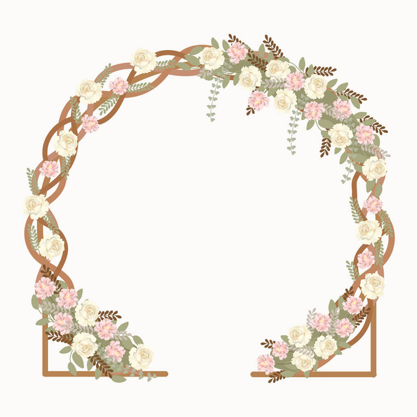 Элегантная свадебная арка с цветами. Векторная иллюстрация. - Вектор,изображение