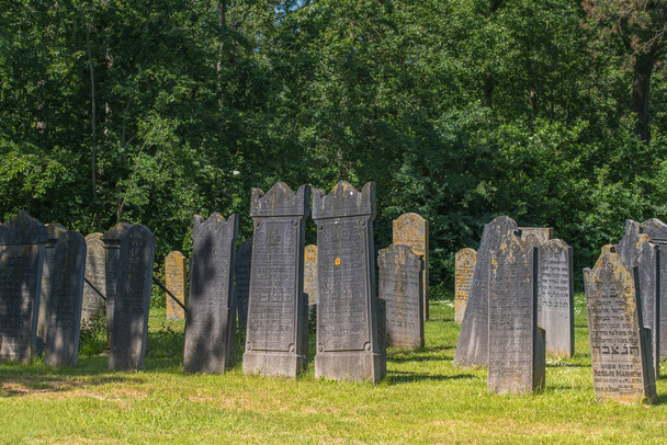 Den Helder, Netherlands, June 2022. Old dilapidated graves at the Jewish cemetery in Den Helder. High quality photo. Selective focus. - Photo, Image