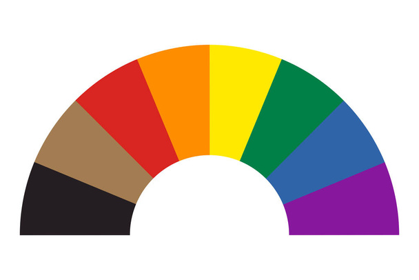 Rainbow kuvake väreillä sektorin tyyliin. Mustia ja ruskeita raitoja. Ylpeyden lippuyhteisö. Vektoriesimerkki - Vektori, kuva